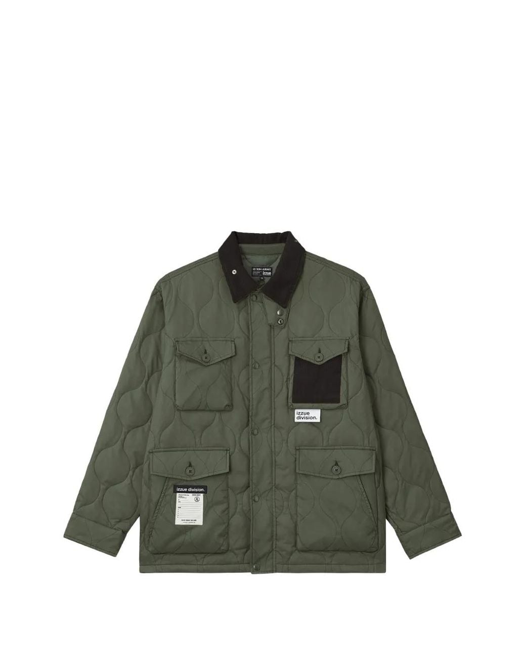 Izzue Green Quilted Corduroy-Collar Jacket for men