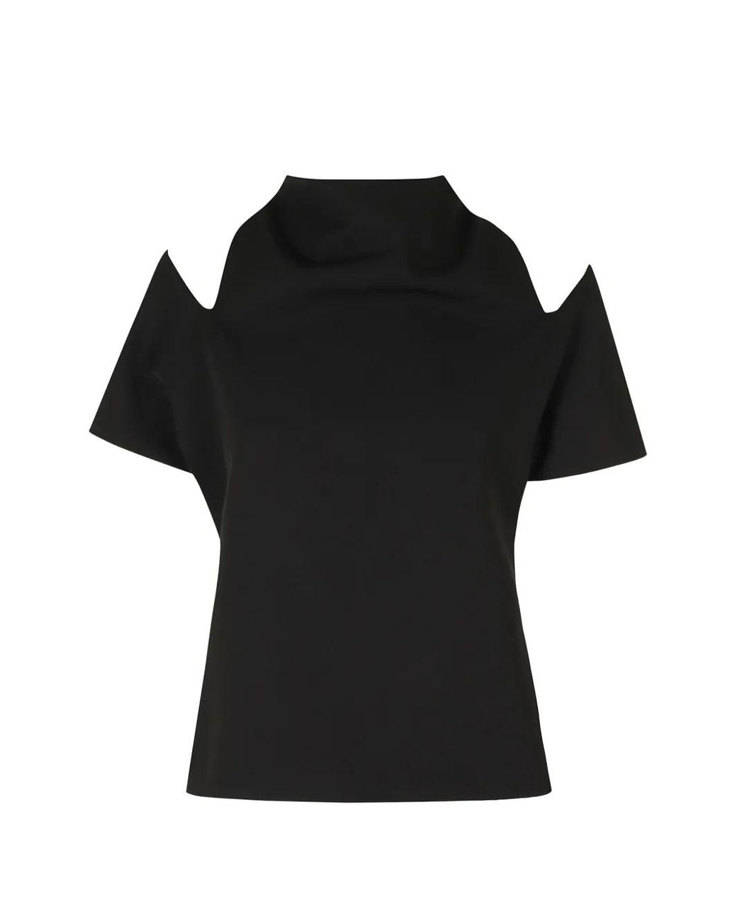 FEDERICA TOSI Black Cut-Out Short-Sleeve Blouse