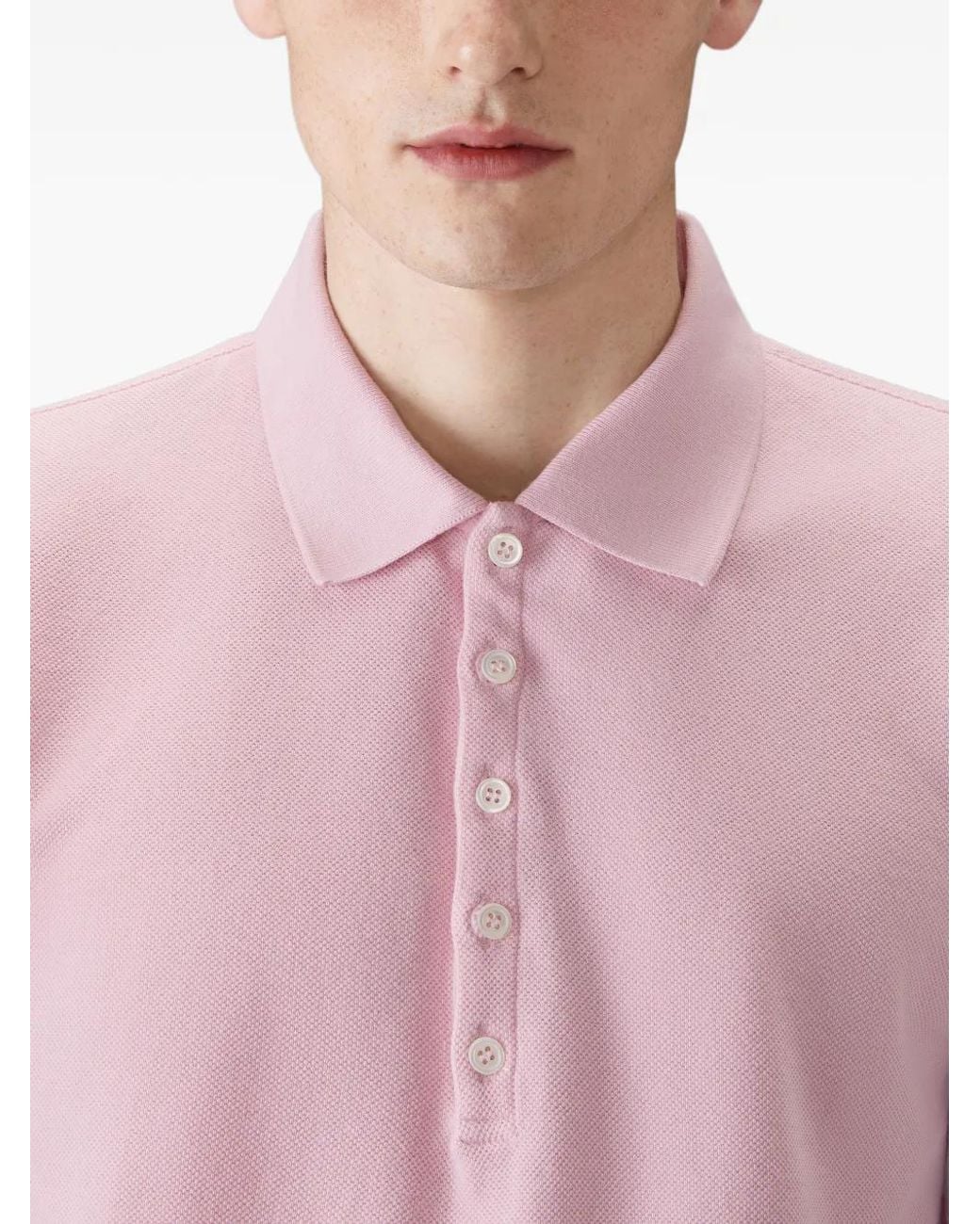 Thom Browne Pink Cotton Pique 4-Bar Long Sleeve Polo for men