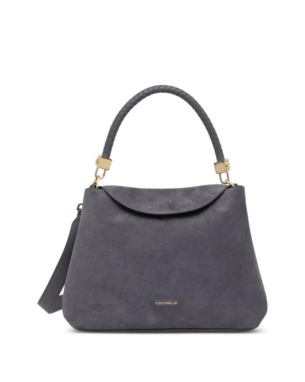 Coccinelle Blue Medium Tiggy Braided-Handle Suede Shoulder Bag