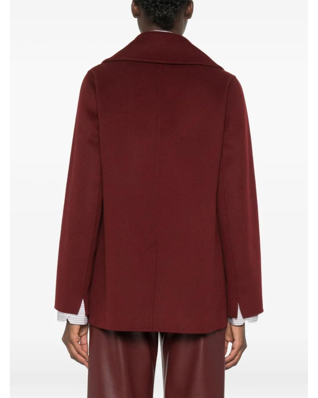 Max Mara Red Double-Breasted Virgin-Wool Coat