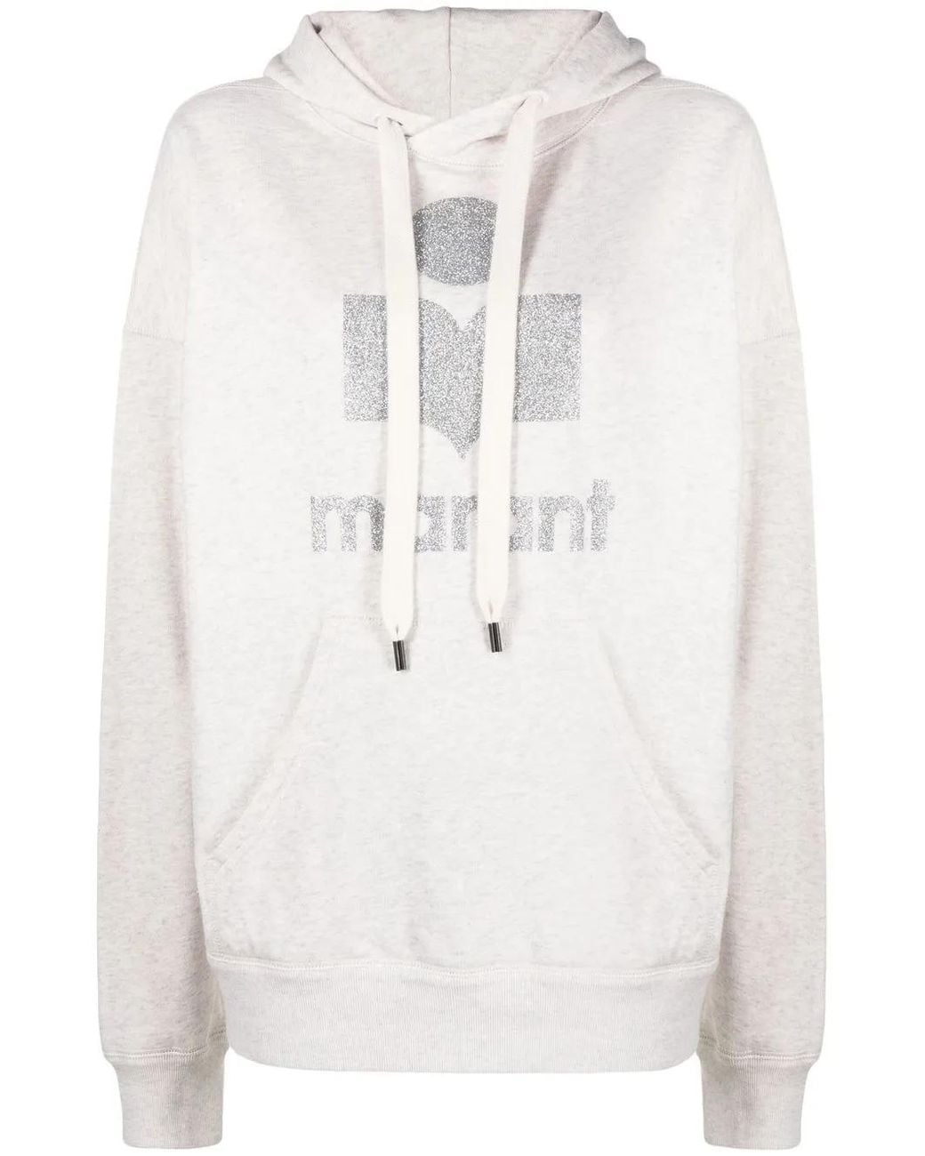 Isabel Marant White Oversized 'sel' Glitter Logo Hoodie