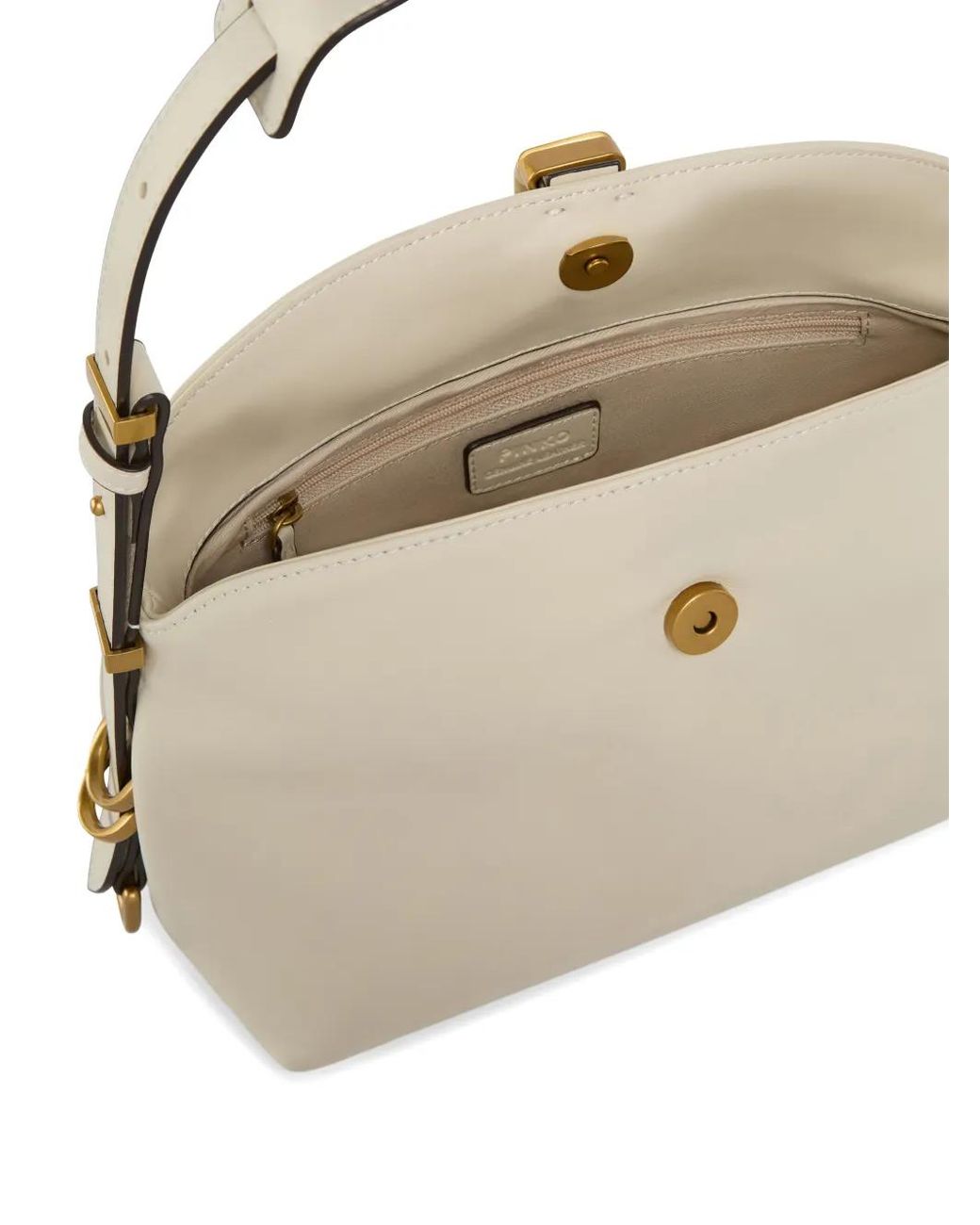 Pinko Natural Saddle Bag Small Leather Shoulder Bag