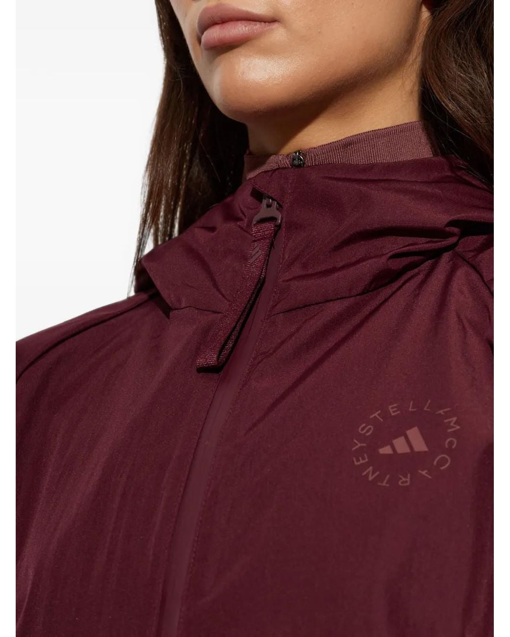 Adidas By Stella McCartney Purple X Stella Mccartney Logo-Print Hooded Jacket