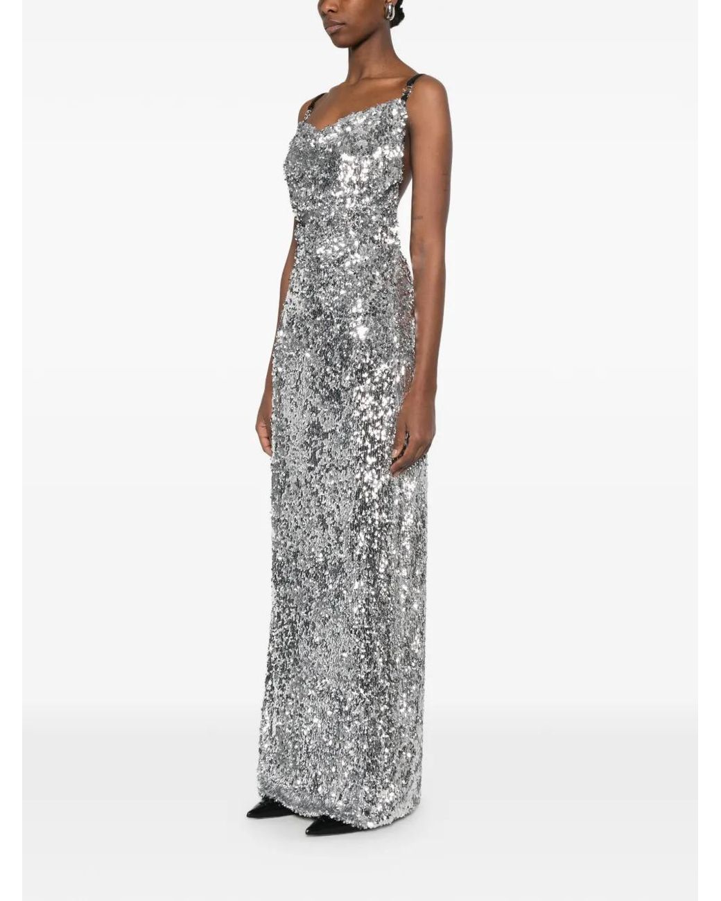 Coperni White Sequin-Embellished Maxi Dress
