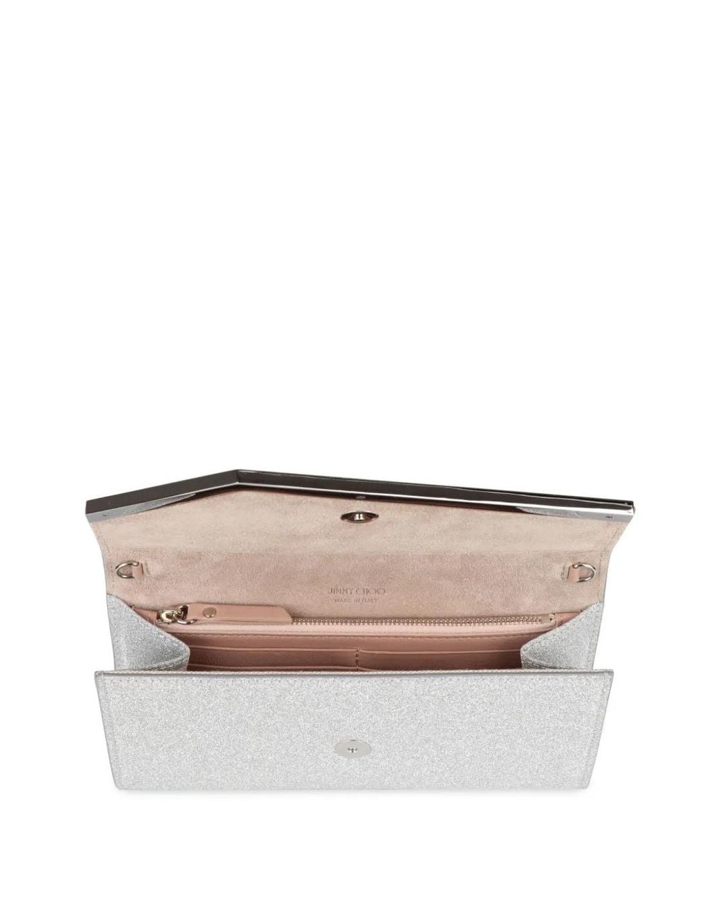 Jimmy Choo Gray Emmie Glitter Leather Clutch