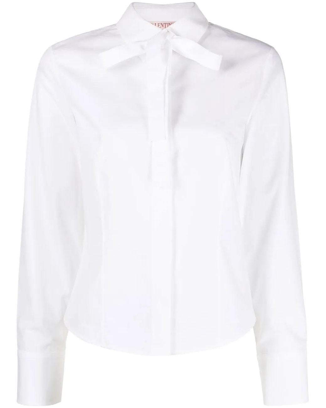 Valentino Garavani White Pussy-Bow Cotton Shirt