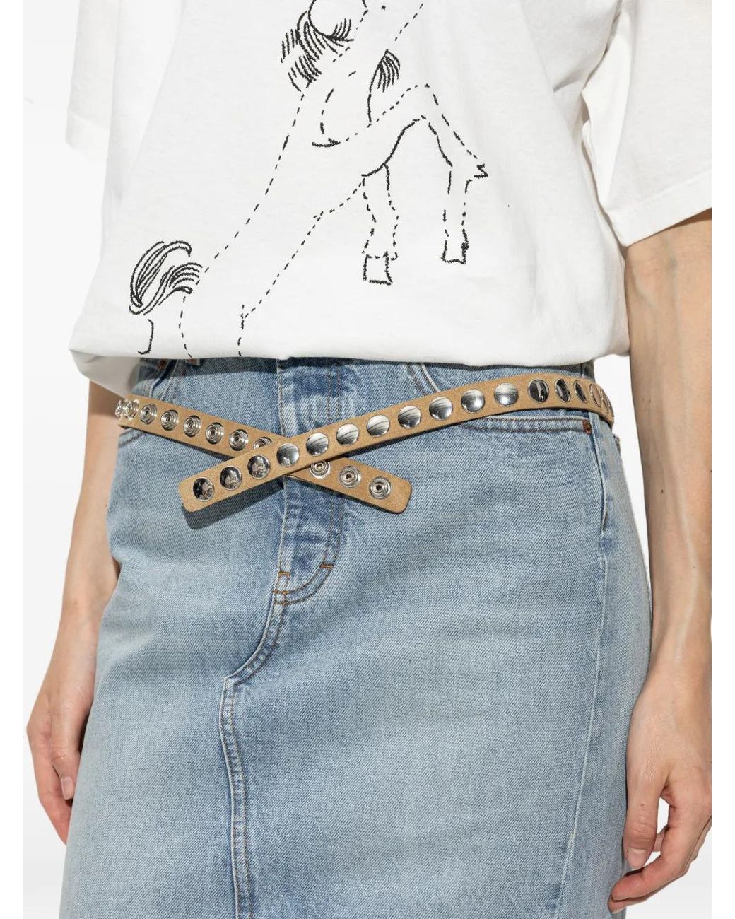 IRO White Stud-Embellished Suede Belt