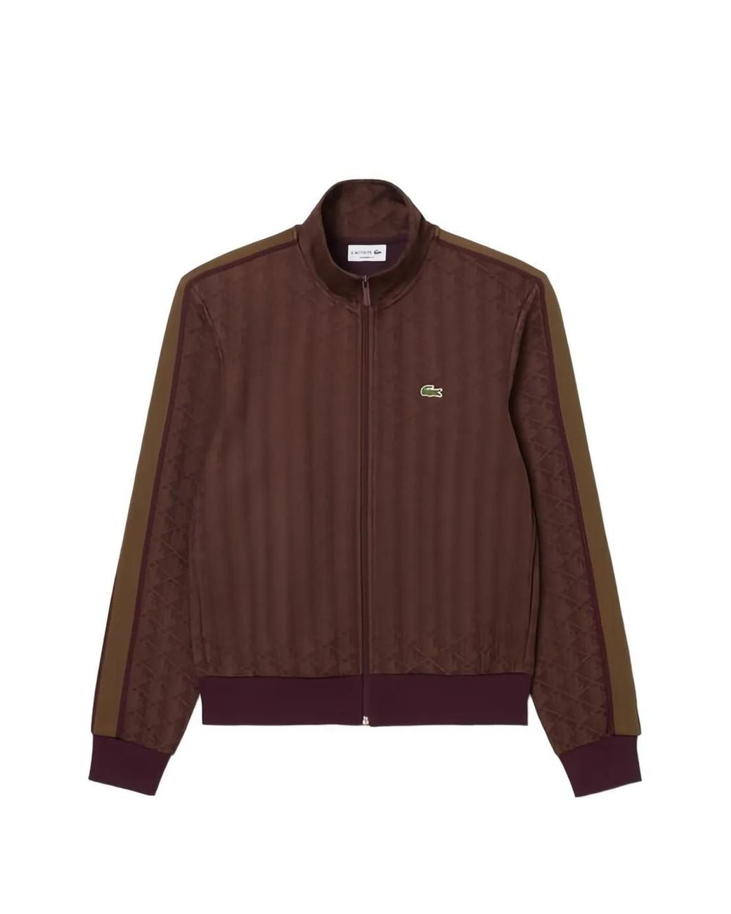 Lacoste Brown Monogram-Pattern Zip-Up Sweatshirt for men