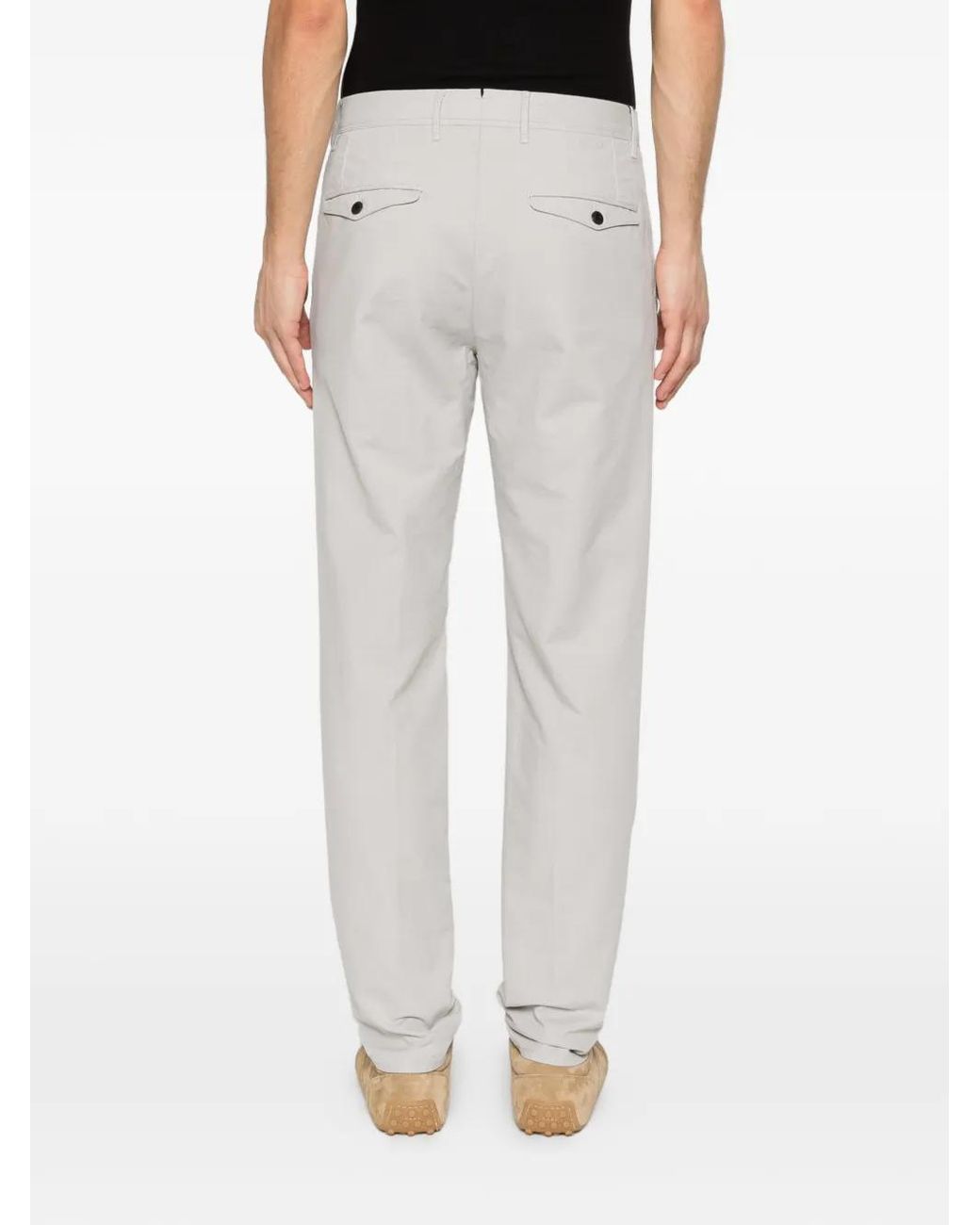 Incotex White Pleated Cotton Trousers for men