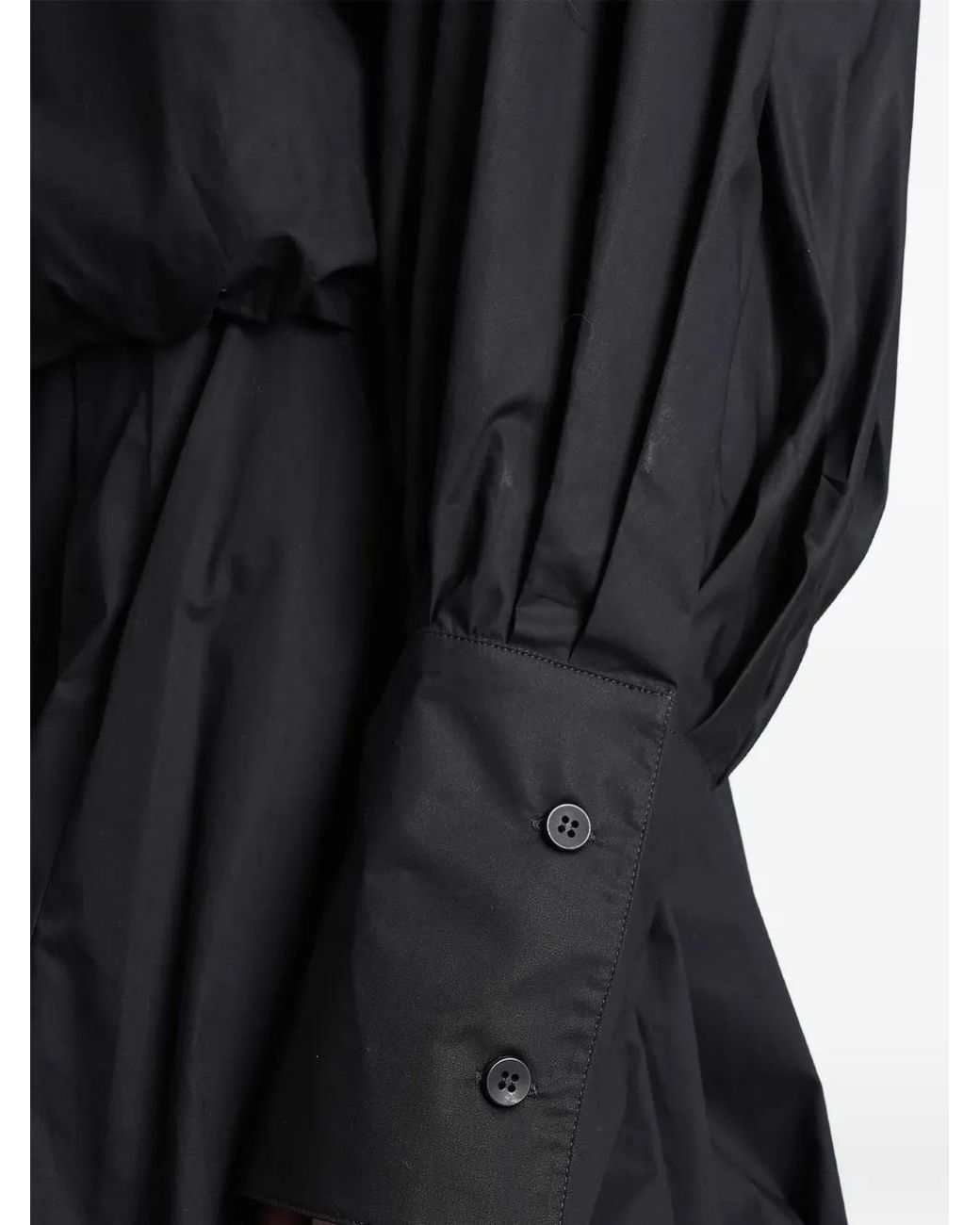 Thelatest Black Diana Pleated Puff-Sleeve Blouse