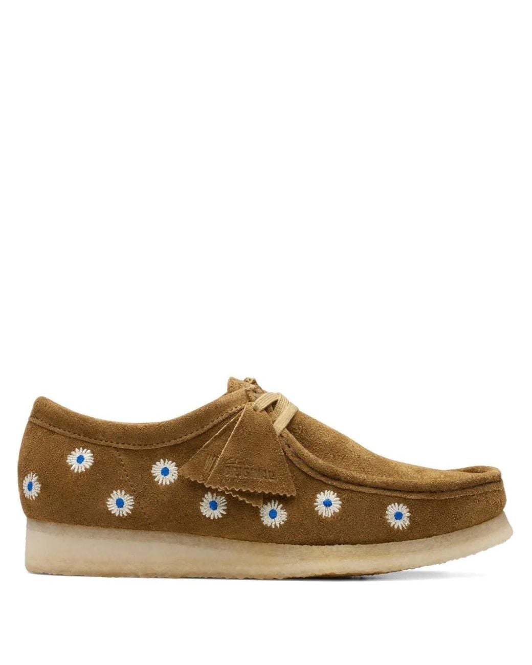 Clarks Brown Daisy-Embroidered Derby Shoes for men