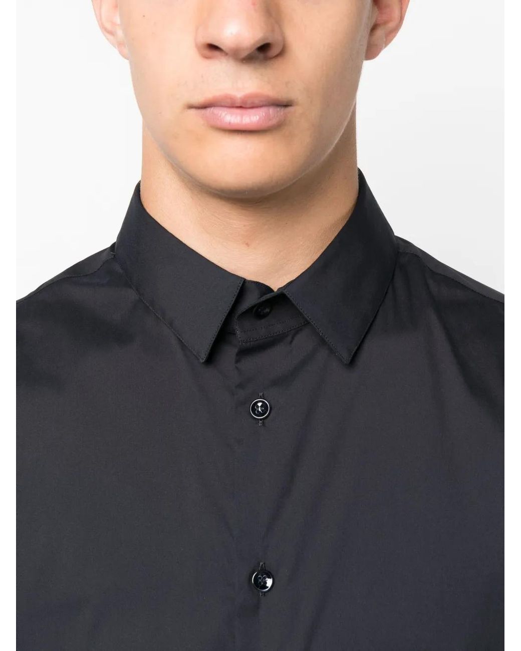 Giorgio Armani Blue Long-Sleeved Button-Up Shirt for men