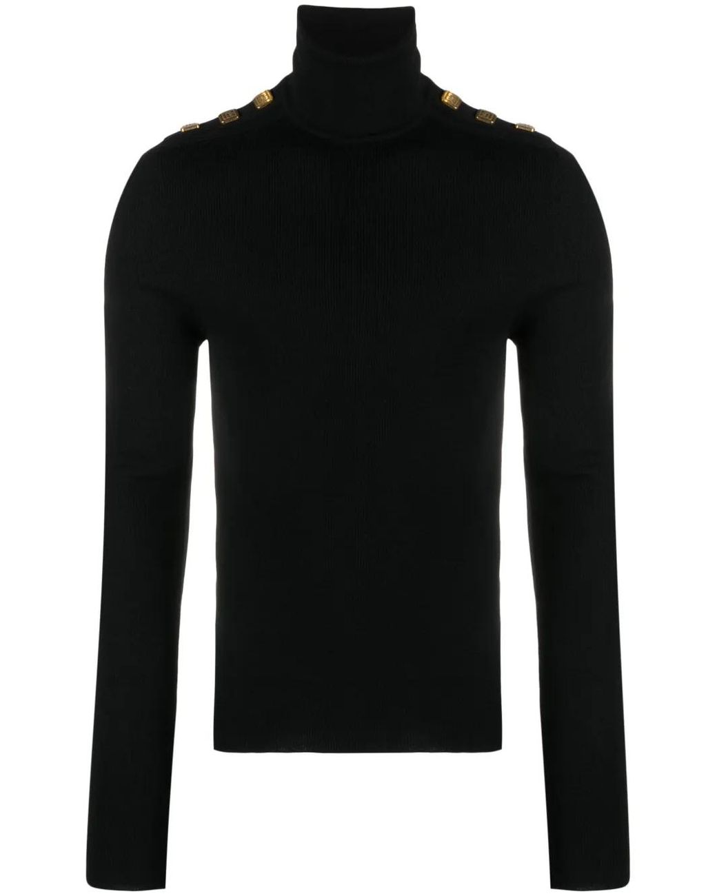 Balmain Black Sweater With Button Detail for men
