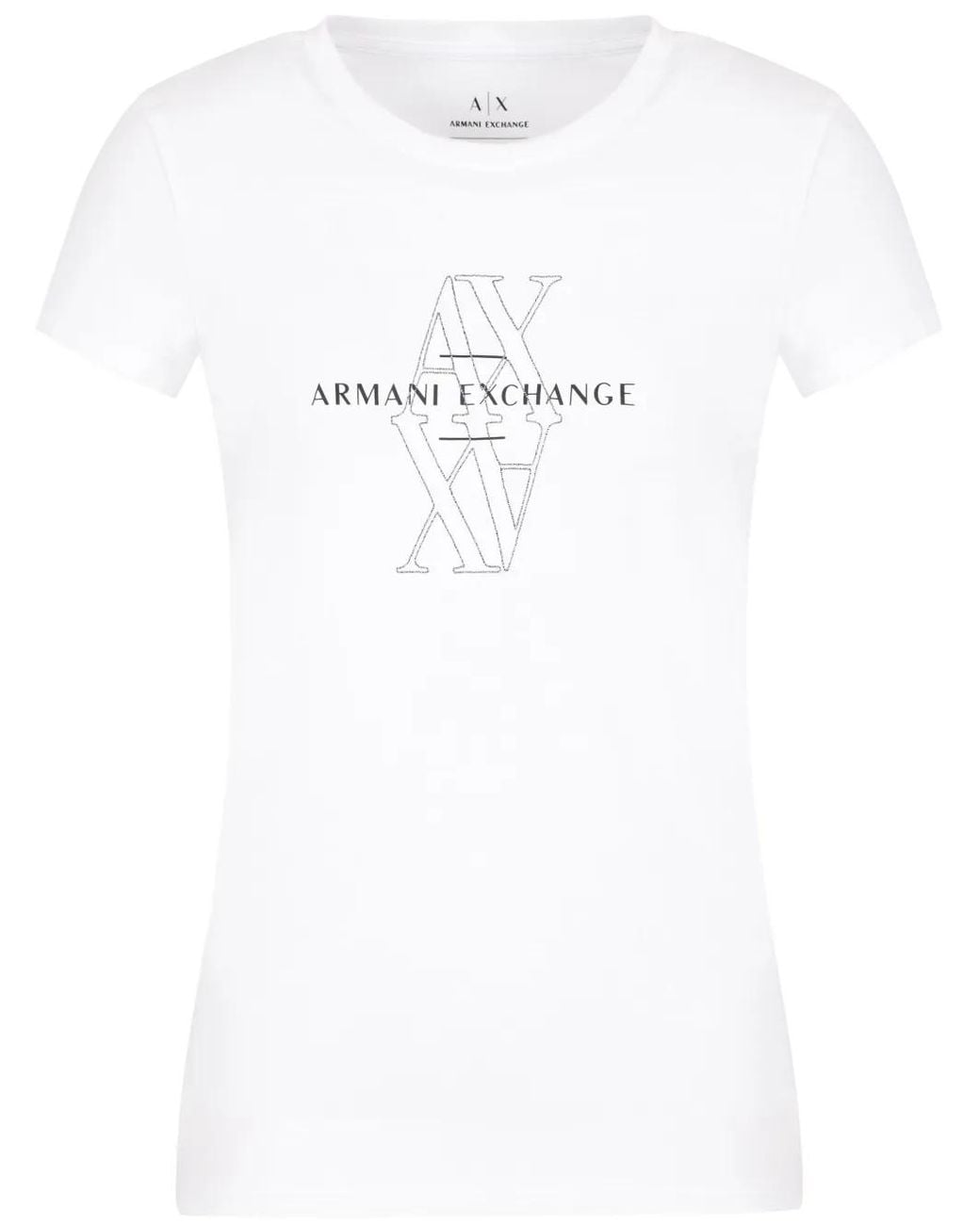 ARMANI EXCHANGE White Logo-Embroidered T-Shirt