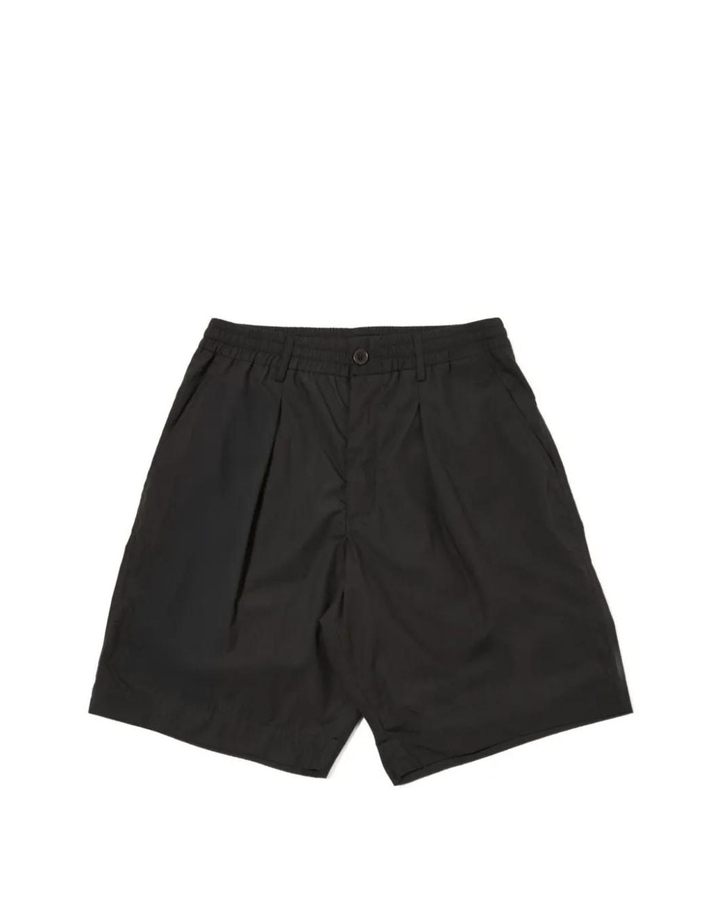Universal Works Black Elasticated-Waist Pleated Shorts for men