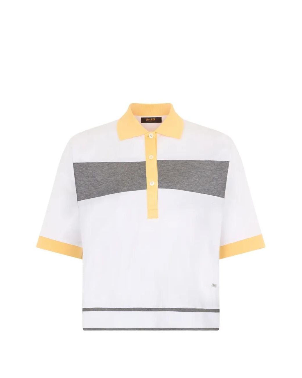 Moorer White Striped Polo Shirt