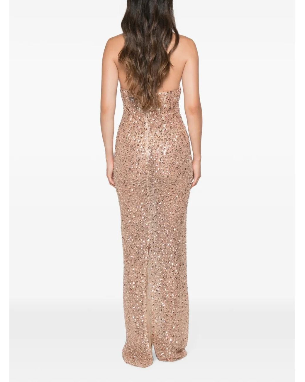 The New Arrivals Ilkyaz Ozel White Sequin-Embellished Halterneck Maxi Dress