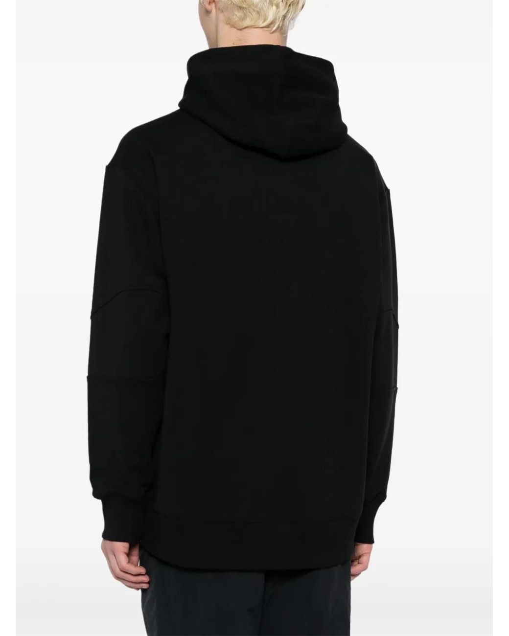 Spoonyard Black Logo-Appliqué Panelled Hoodie for men