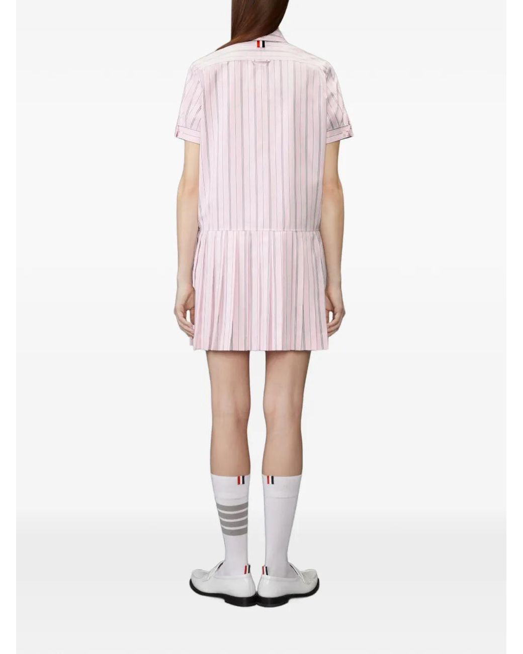 Thom Browne Pink Robe Courte À Design Plissé