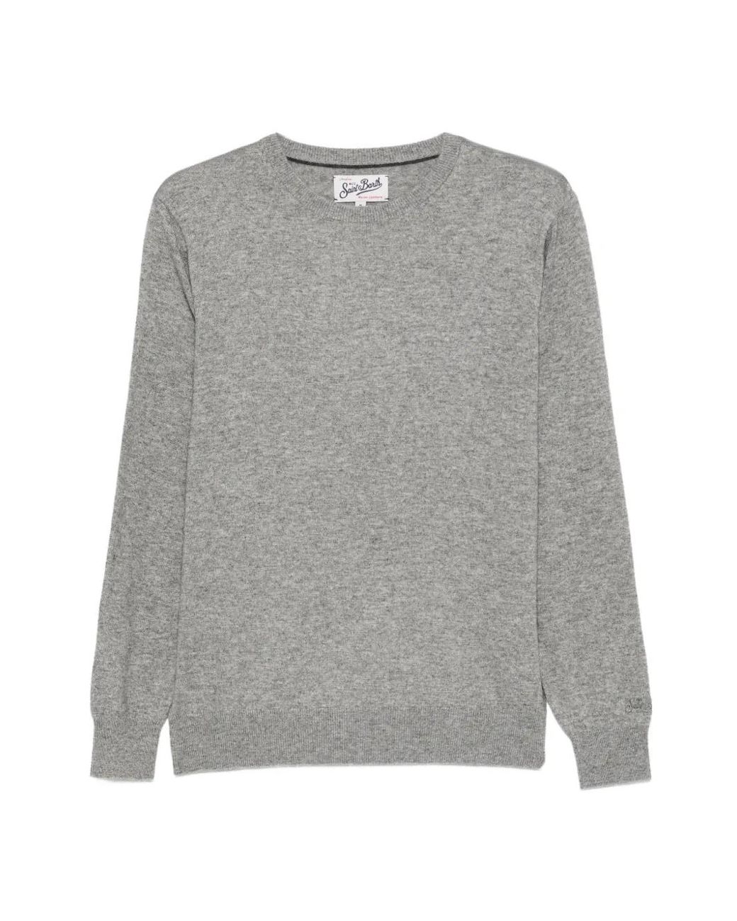 Mc2 Saint Barth Gray Crew-Neck Wool Sweater for men