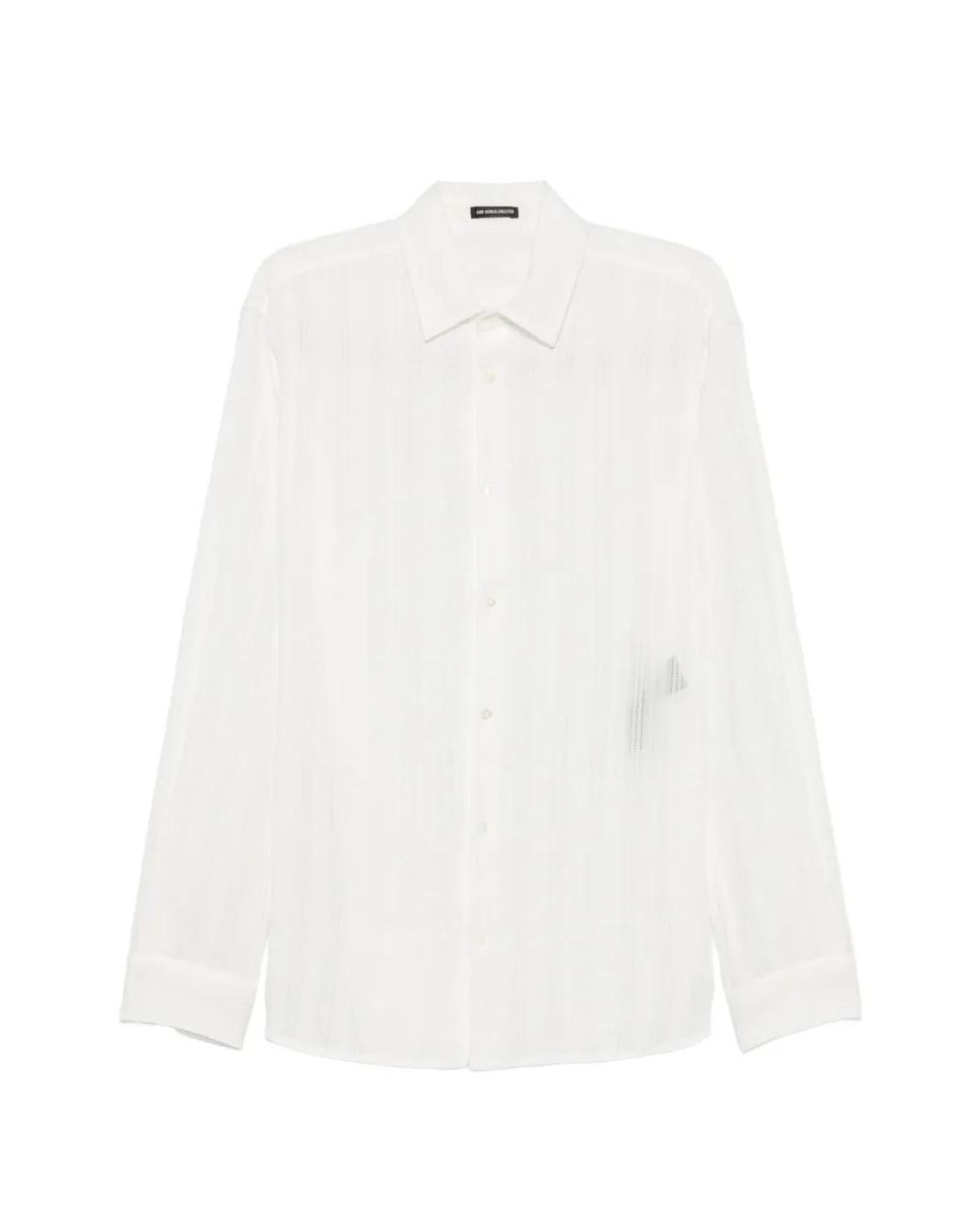 Ann Demeulemeester White Pinstripe-Pattern Long-Sleeve Shirt for men