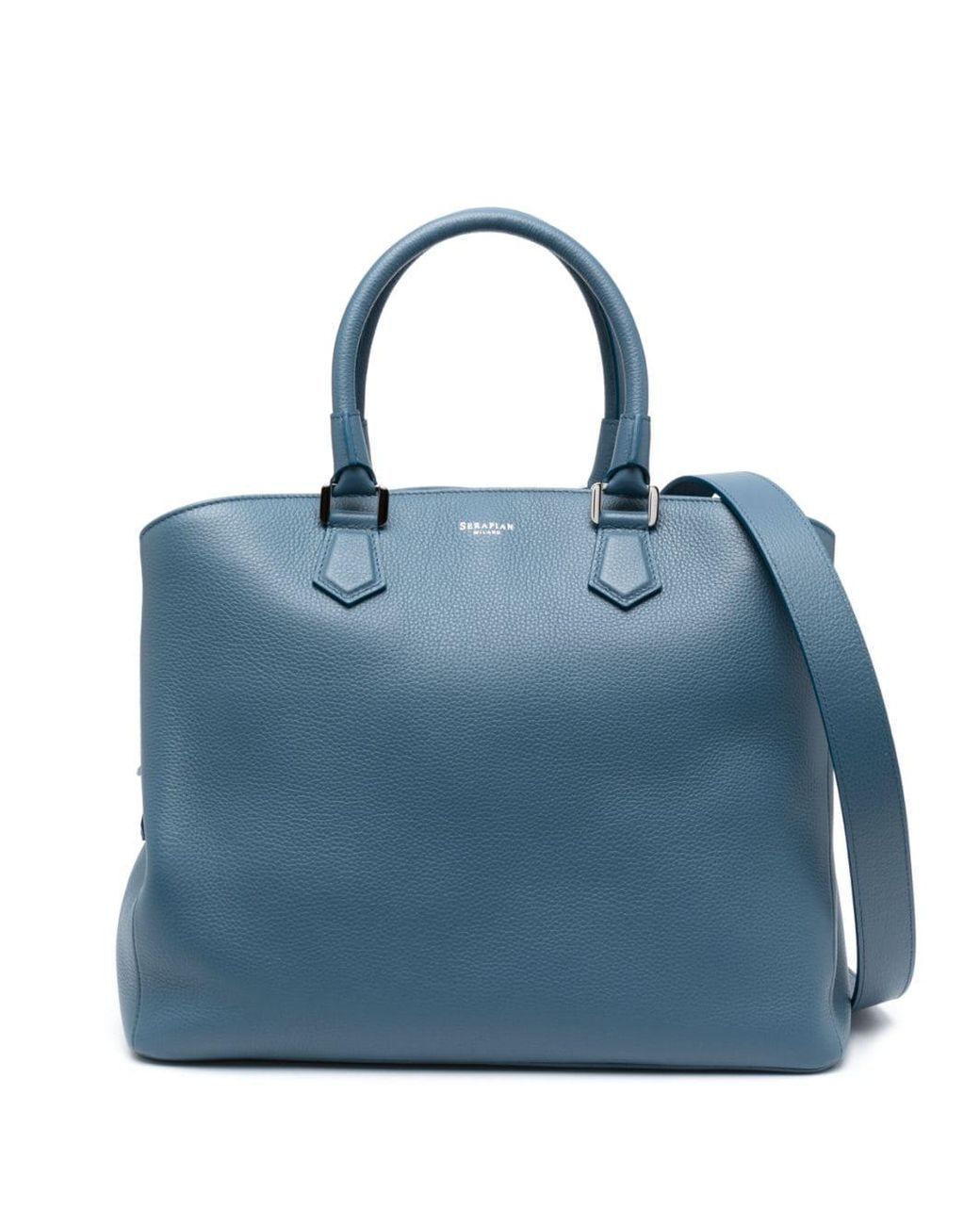 Serapian Luna Leather Tote Bag in Blue | Lyst