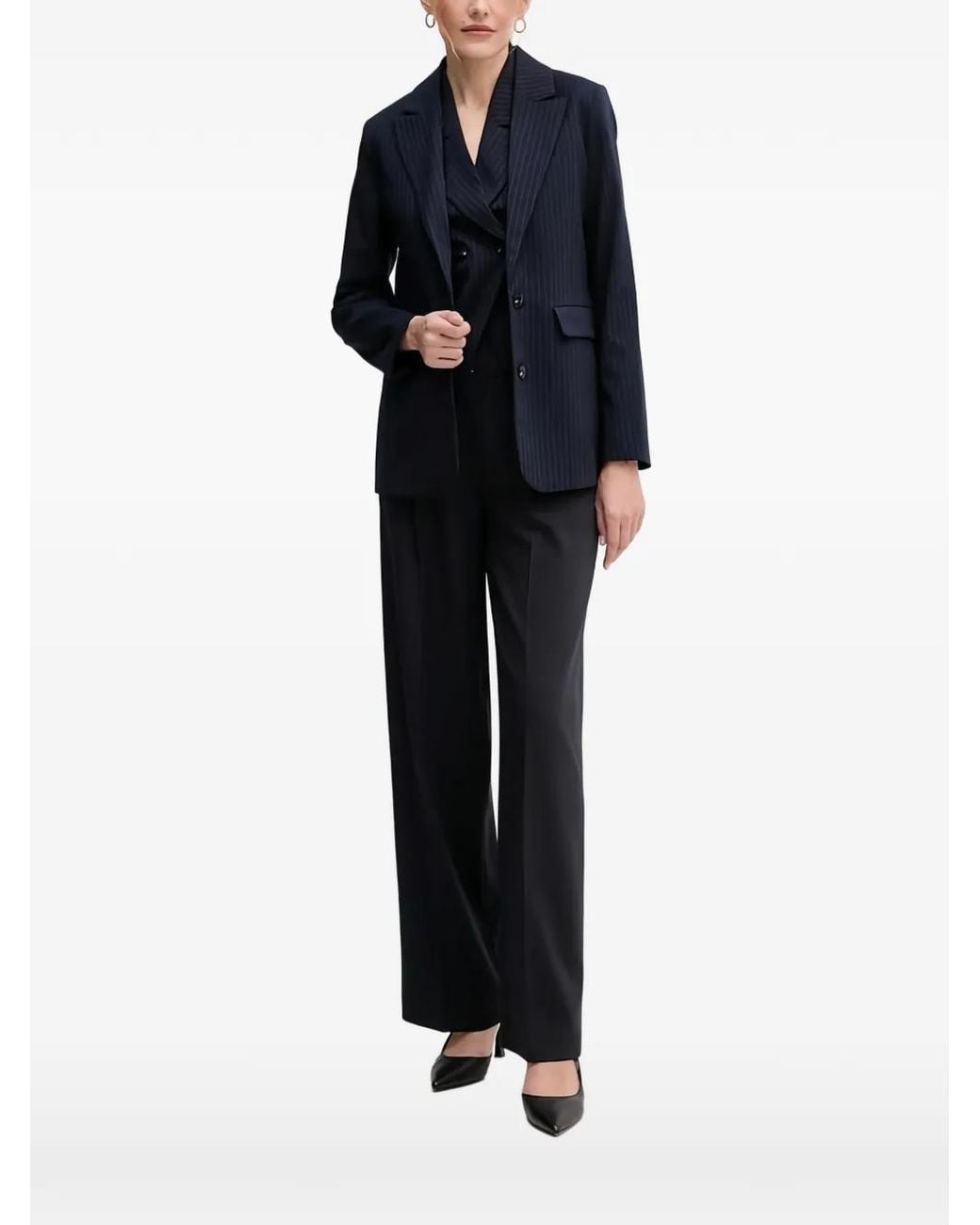 Benetton Blue Pinstripe-Pattern Buttoned Vest