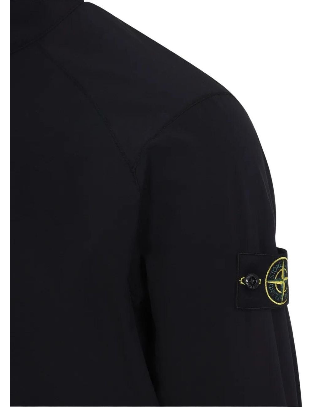 Stone Island Black 1200036 Stretch Nylon Tech Fleece Overshirt for men