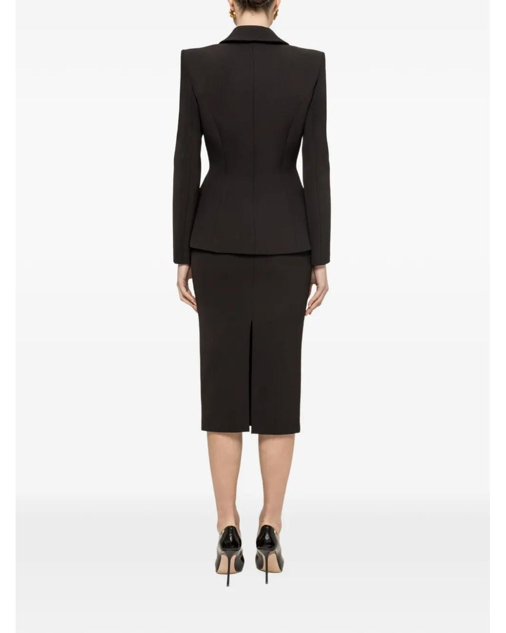 Nissa Black Single-Breasted Crepe Blazer
