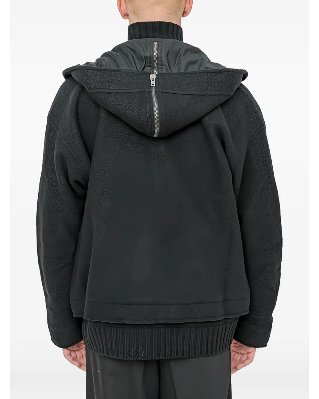 Isabel Benenato Black Hooded Zip-Up Jacket for men