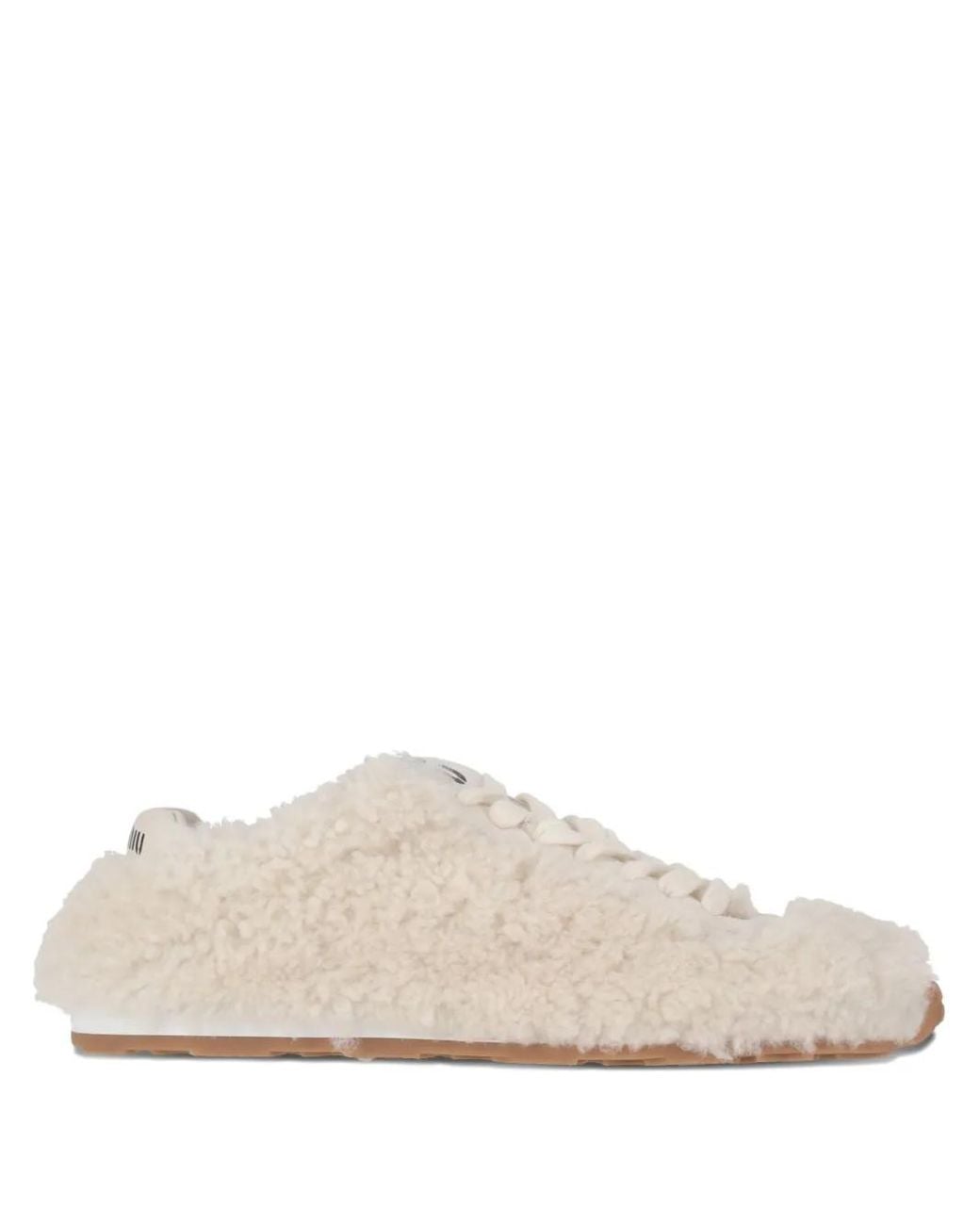 Miu Miu Natural Shearling Lace-Up Sneakers