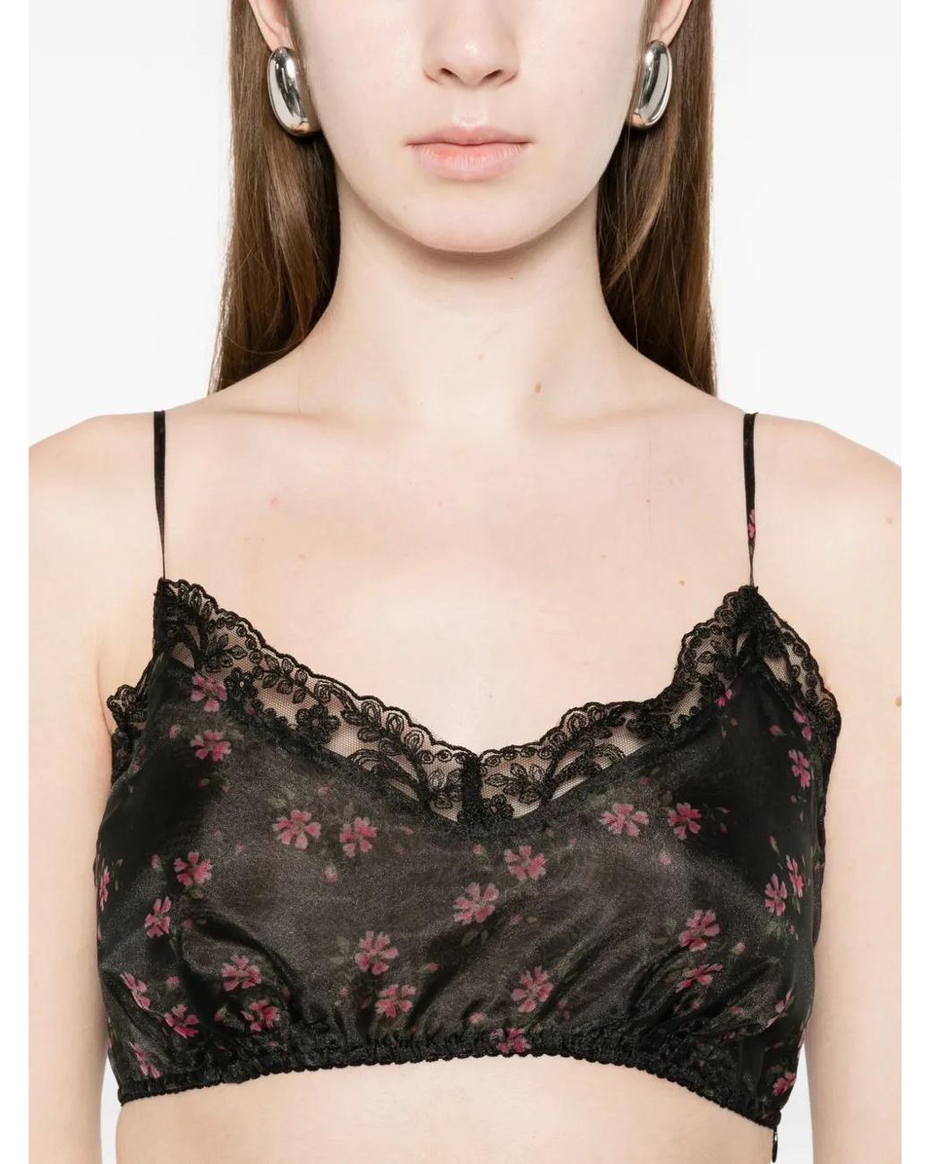 Simone Rocha Black Cropped-Top Mit Spitze