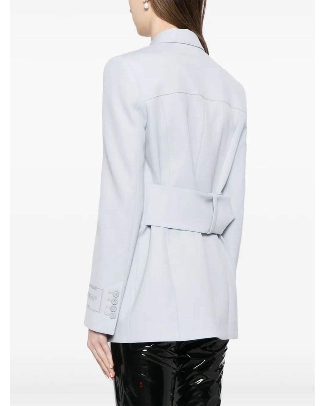 Off-White c/o Virgil Abloh Blue Logo-Embroidered Tailored Blazer