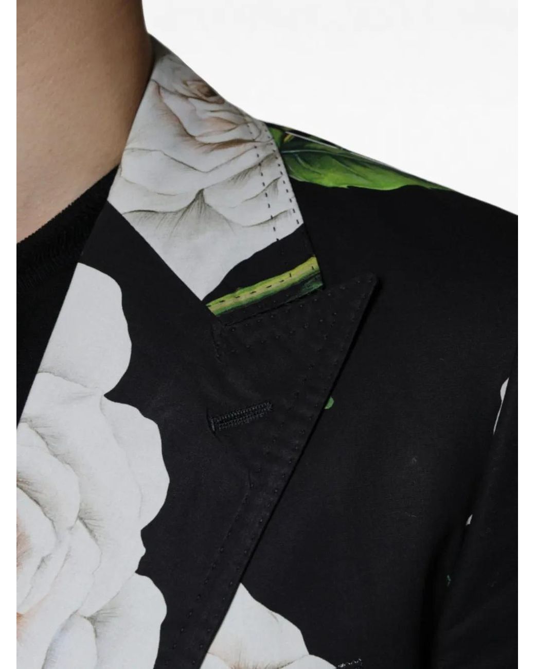 Dolce & Gabbana Black Rose-Print Cotton Suit for men