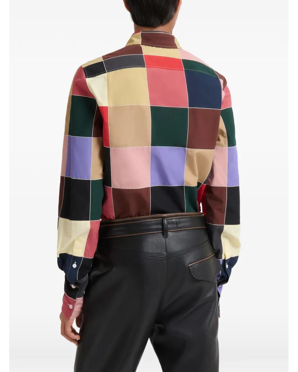 Marni Natural Multicolour Patchwork Poplin Shirt for men