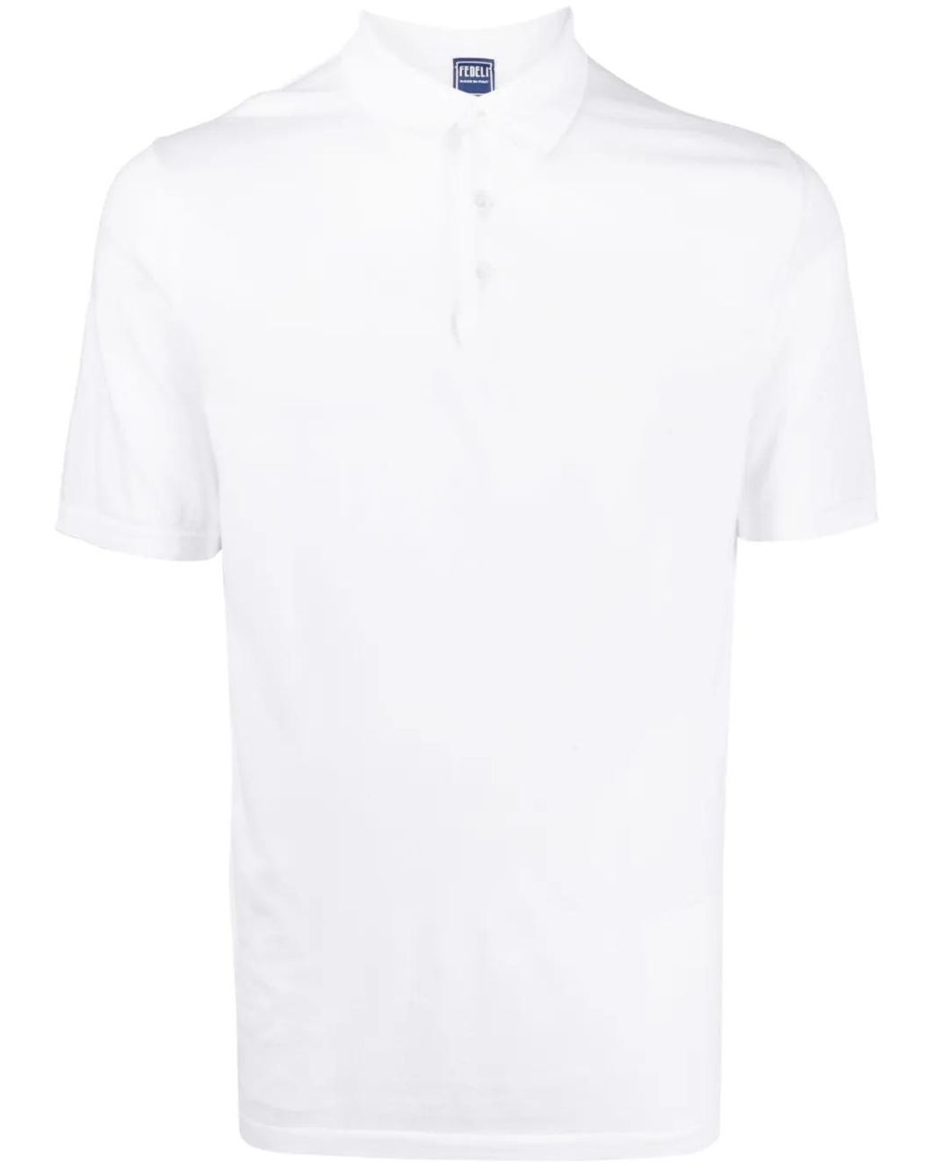 Fedeli White Short-Sleeved Cotton Polo Shirt for men