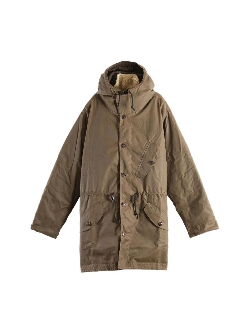 Barbour Natural Ursula Hooded Button-Fastening Coat for men