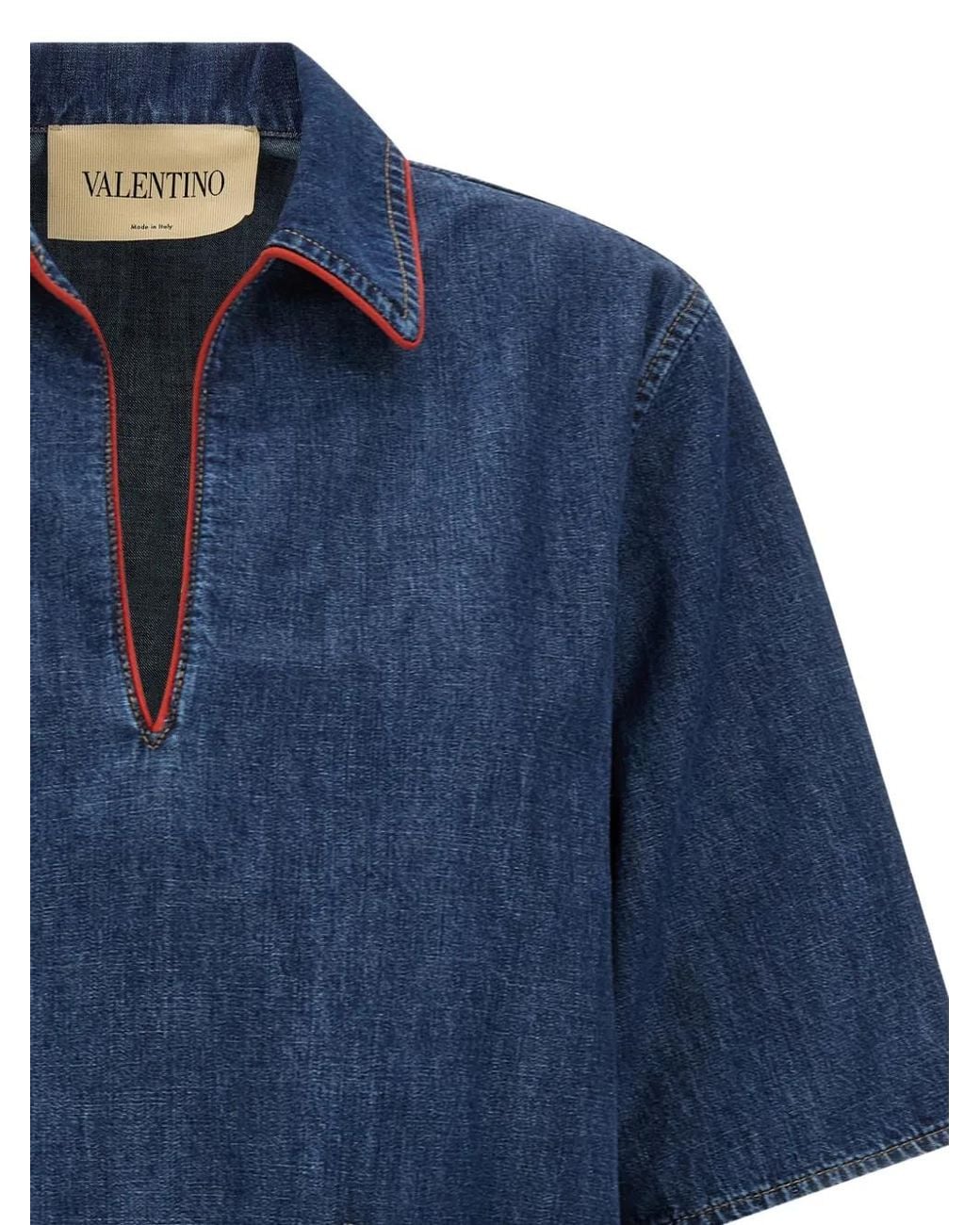 Valentino Garavani Blue Vlogo Signature Denim Blouse