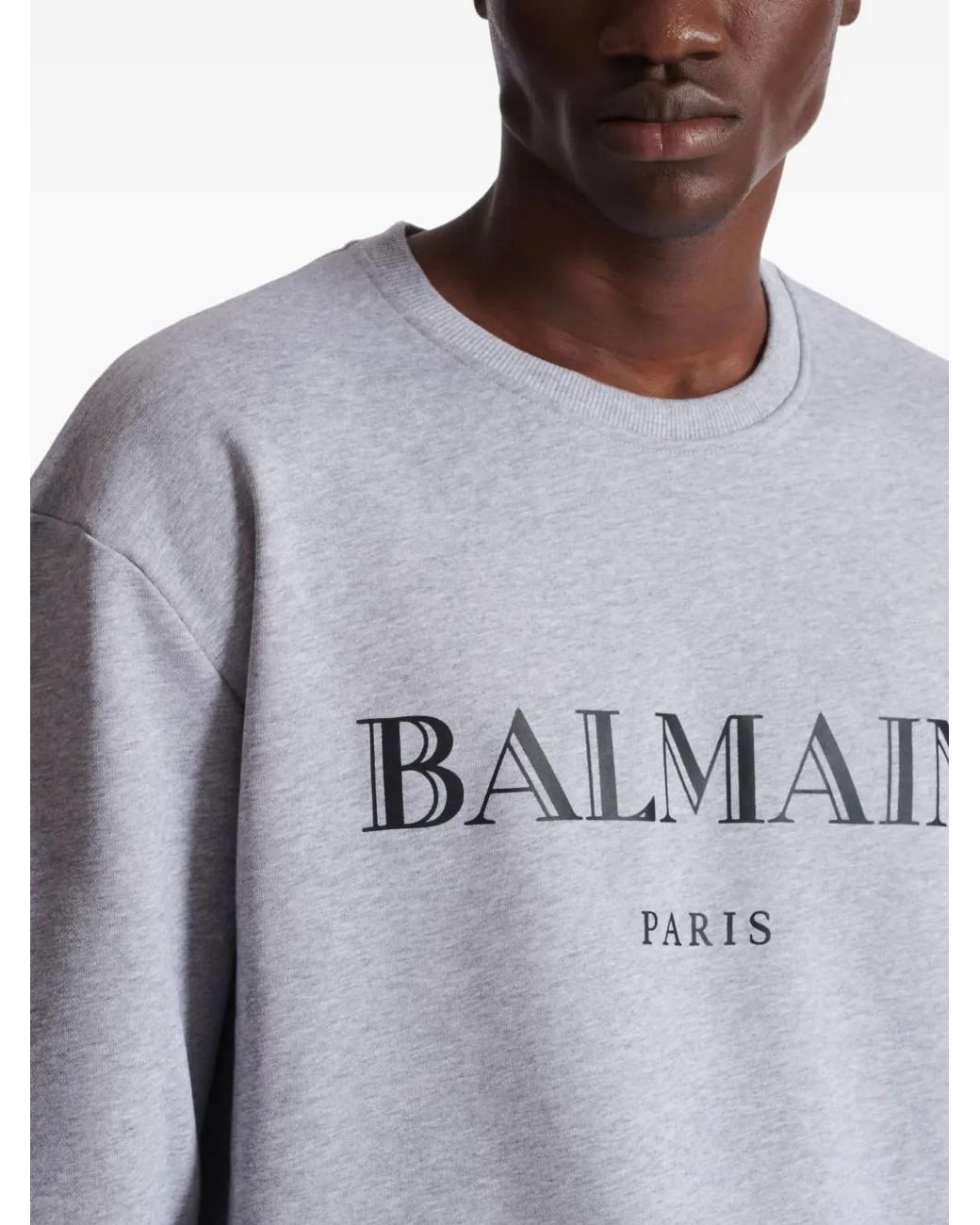 Balmain Gray Printed Sweatshirt for men