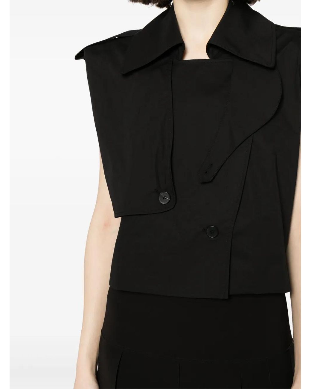 JNBY Black Trench-Style Cotton Vest