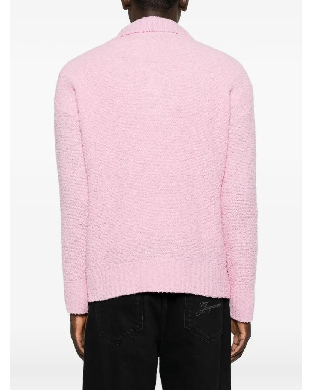 Laneus Pink Bouclé Long-Sleeve Polo Shirt for men