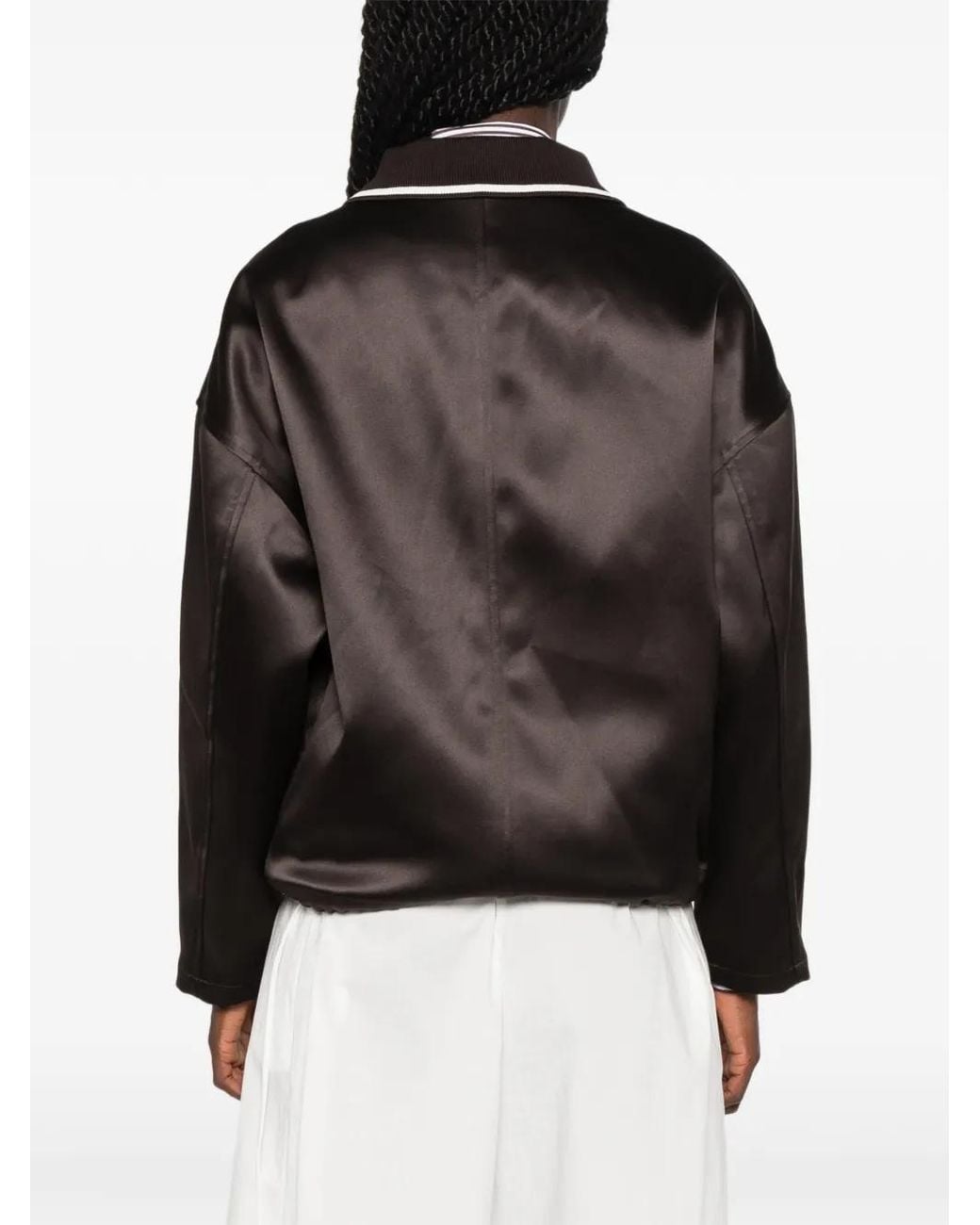 Sandro Brown Satin-Look Jacket With Polo Collar
