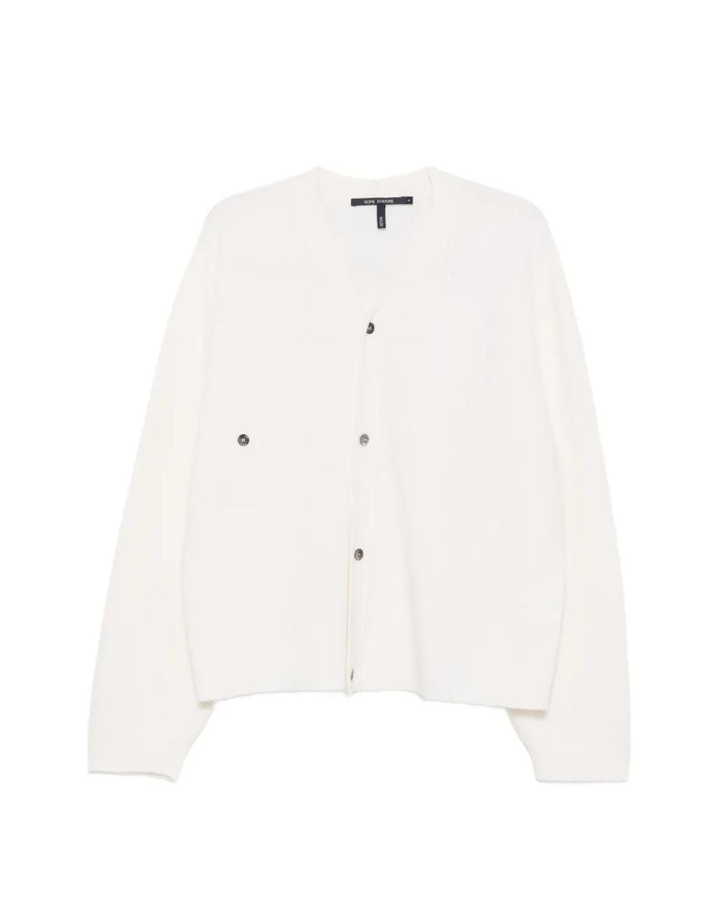 Sofie D'Hoore White V-Neck Button-Up Cardigan
