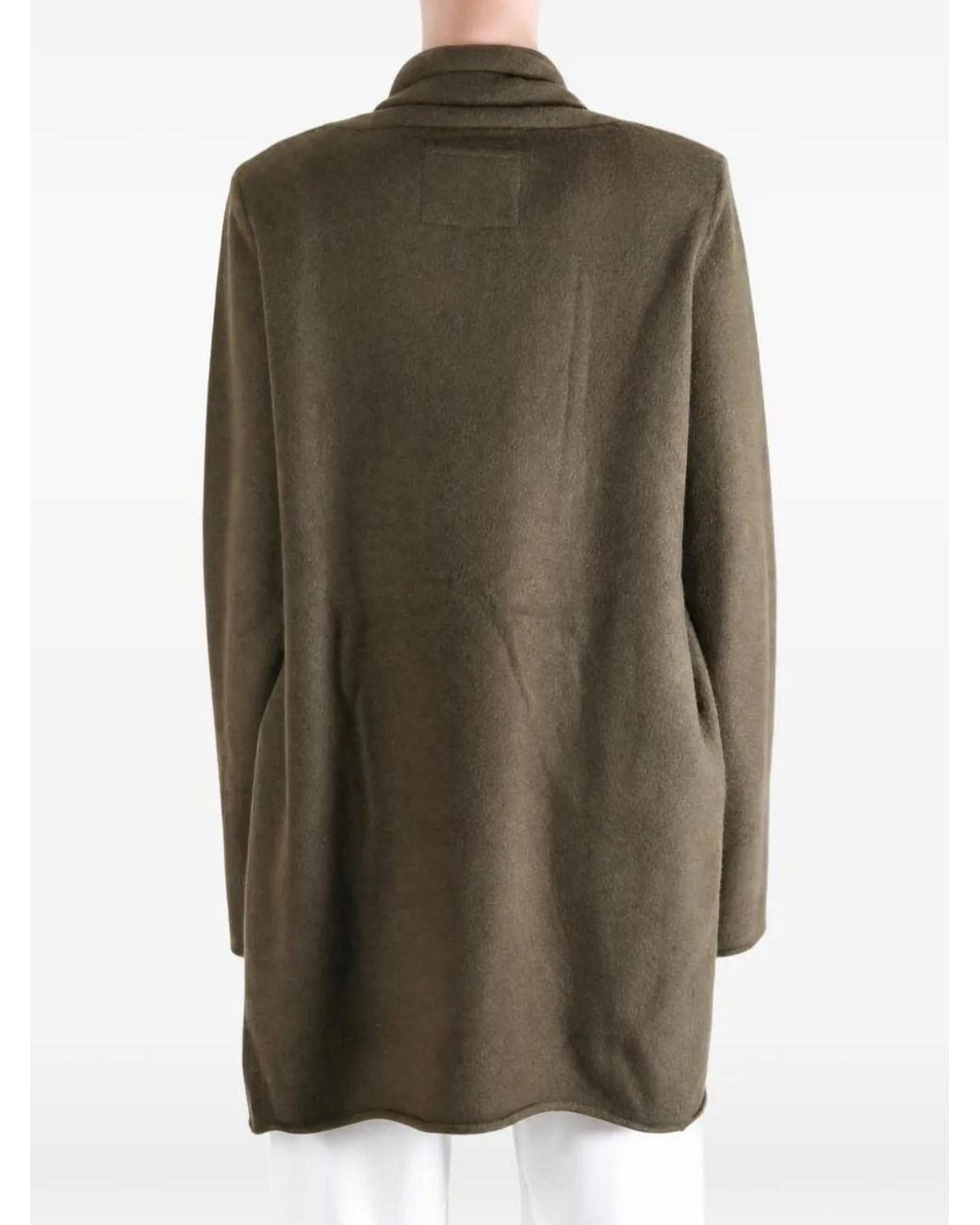 Frenckenberger Green Shawl-Collar Open-Front Cardigan