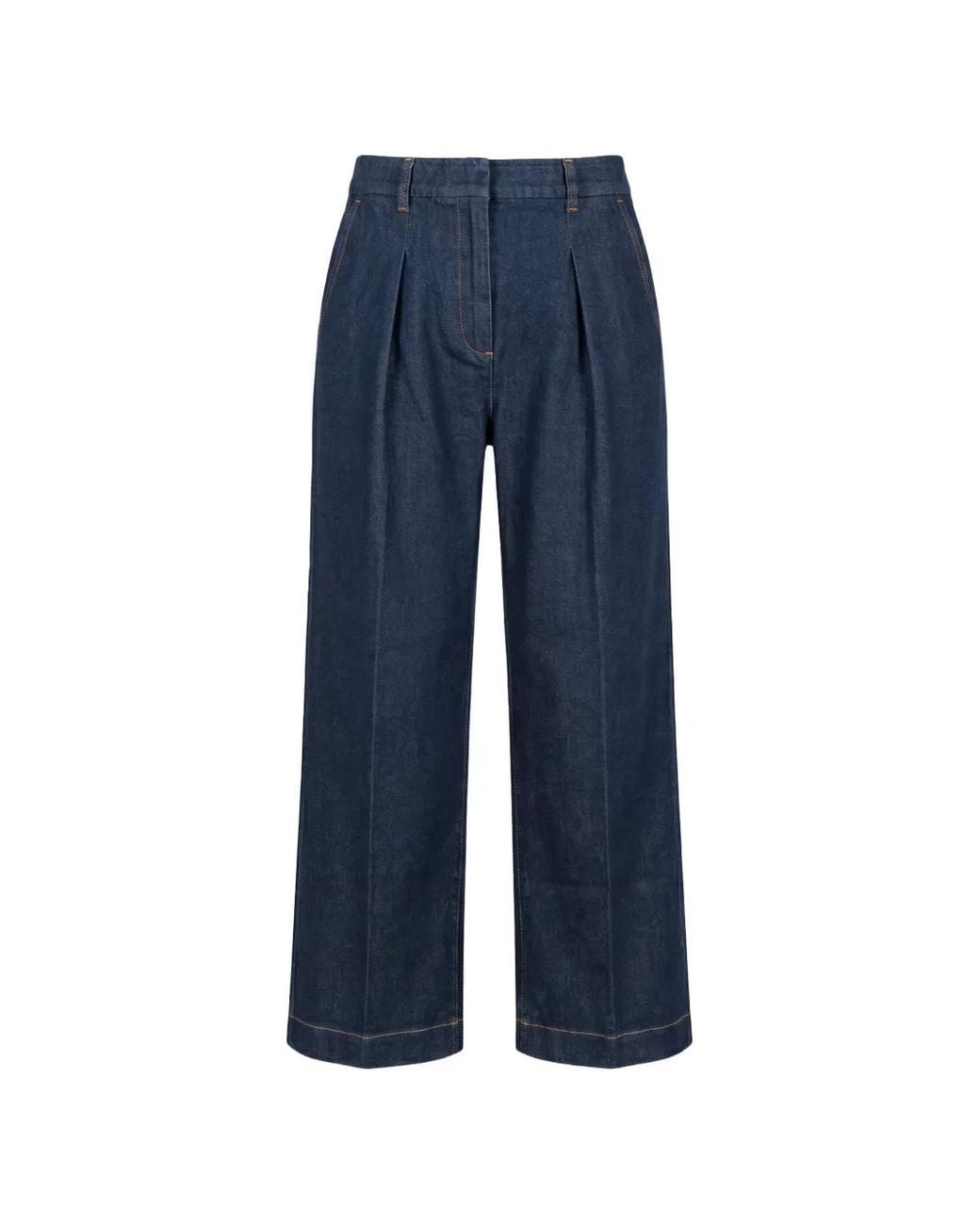 Moorer Blue Loren Pleated Wide-Leg Jeans