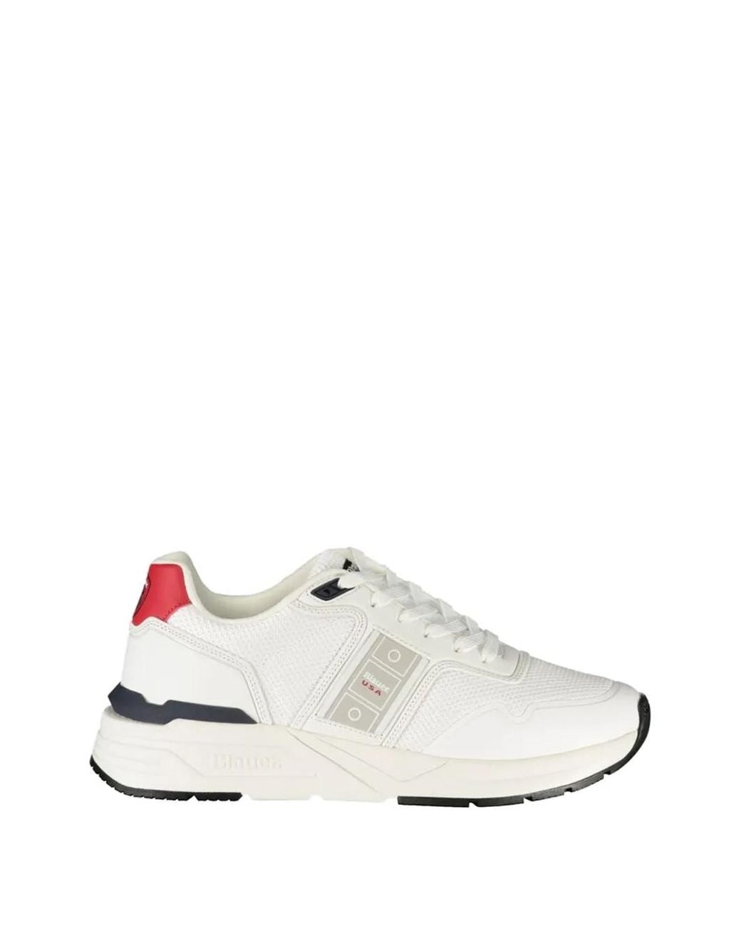 Blauer White Colour-Block Mesh-Panel Sneakers for men