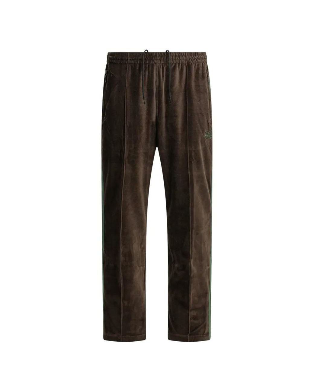 Needles Black Pantalon De Jogging En Velours À Détail De Logo for men