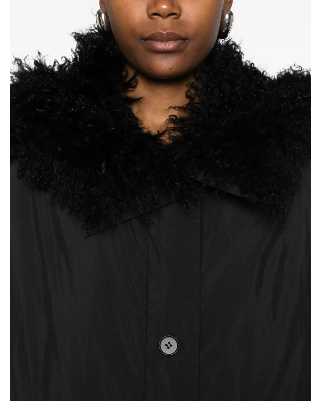 Yves Salomon Black Faux Fur-Trim Jacket