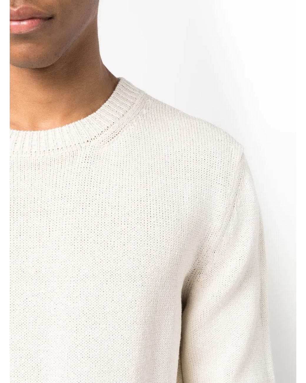 Jil Sander White Crew-Neck Knitted Jumper for men